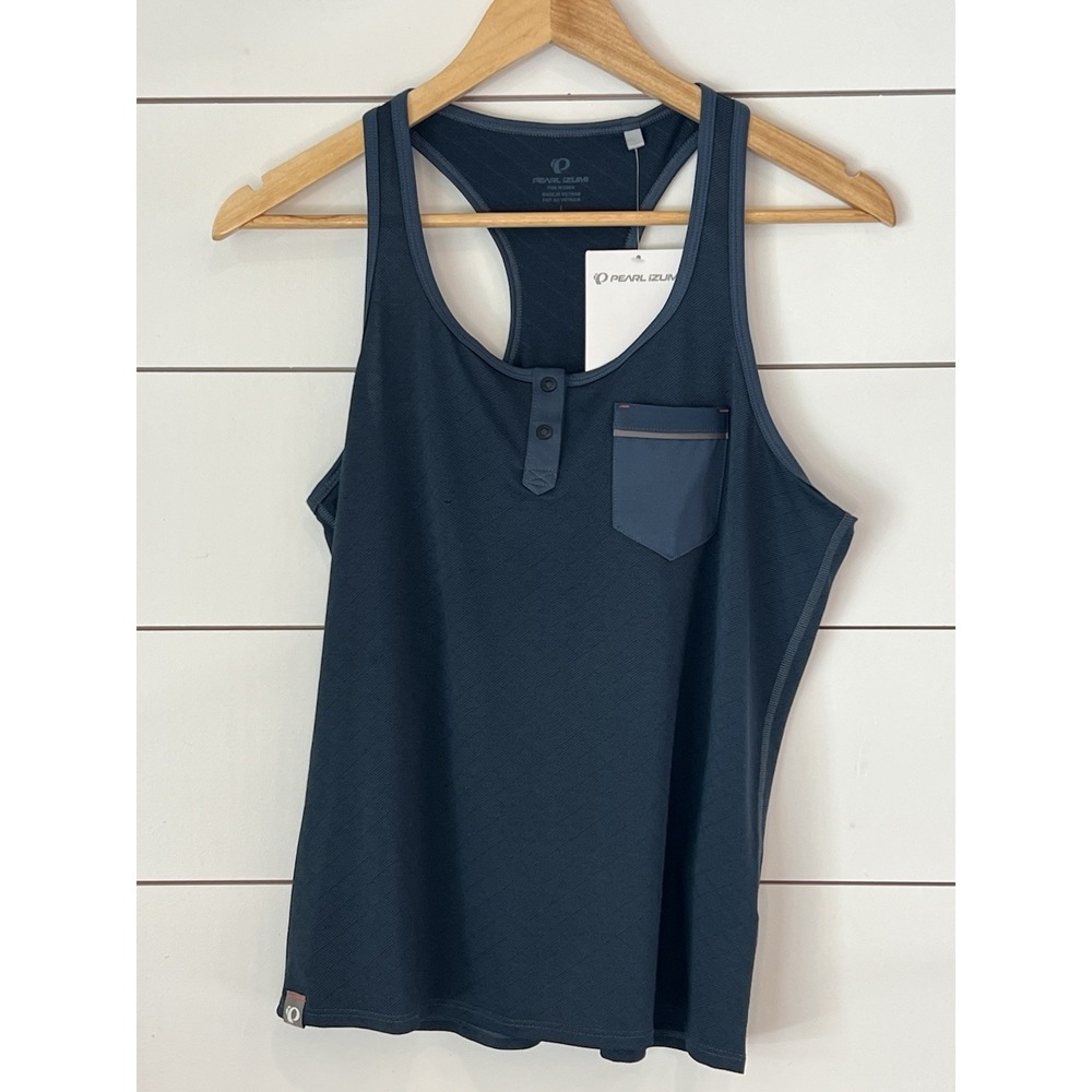 Pearl‎ Izumi Escape Singlet Women's L Blue Cycling Racerback Tank Top Pockets